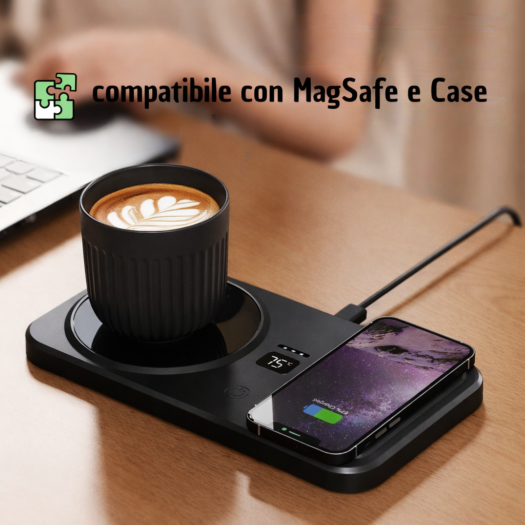 Base termica per caffè con ricarica wireless