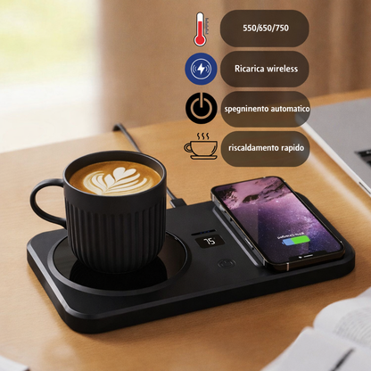 Base termica per caffè con ricarica wireless